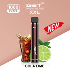 IGET XXL 1800 stößt Wegwerf-Kapazität spätester Juice Flavors Vape Pen Device Vapes 7ml luft