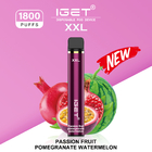 IGET XXL 1800 stößt Wegwerf-Kapazität spätester Juice Flavors Vape Pen Device Vapes 7ml luft