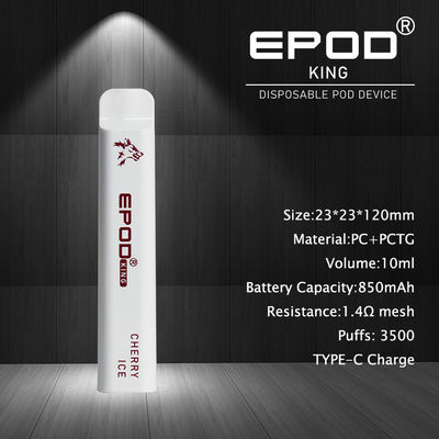 Flüssigkeit EPOD König-10ml innerhalb der Wegwerfnikotin-Zigarette 850mAh wieder aufladbar