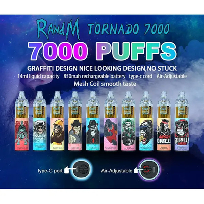 Nikotin-Salz RGB-Licht Rechargeble-Luftstromregelung 14ml E Cig Vape 0/2/3/5%