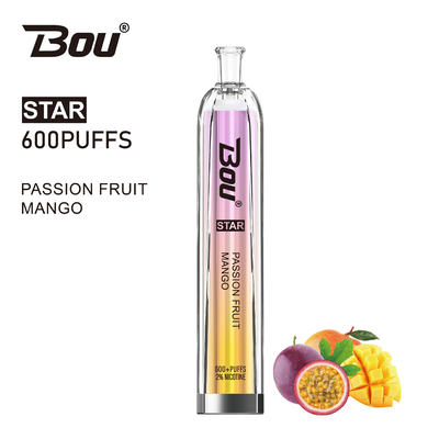 600 Nikotin Vape BOU Star With 500mah der Hauch-2ml 2% Batterie