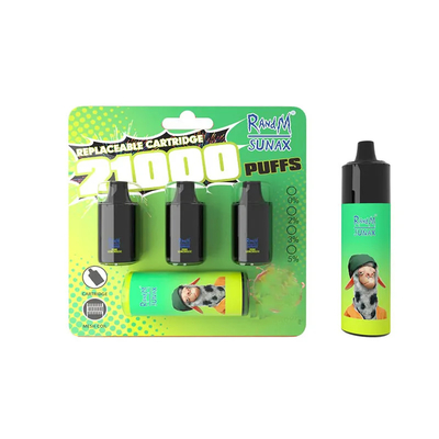 Ursprüngliches RandM Sunax 21000 Hauche Vape Prefilled Hülsen 14mlx3 mit Mesh Coil