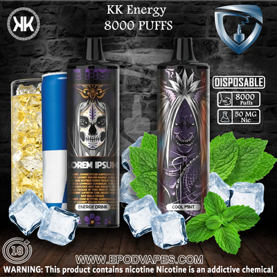 Batterie KK-Energie-maximale 8000 Hauche Wegwerf-EPOD wieder aufladbare E Cig Vape 650mah