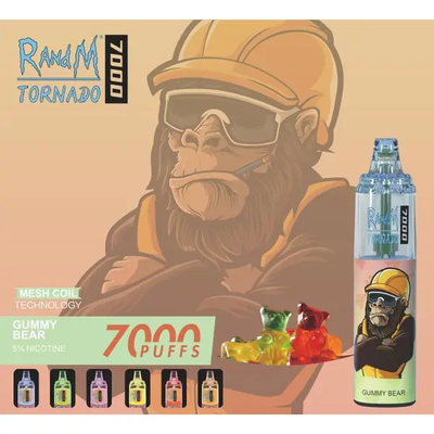 Fumot RandM Tornado 7000 Puffs Saftige Eisfrucht Aromen Erhältlich Mesh Coil 5% Nikotin Kapazität Einweg-Vape