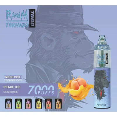 Fumot RandM Tornado 7000 Puffs Saftige Eisfrucht Aromen Erhältlich Mesh Coil 5% Nikotin Kapazität Einweg-Vape