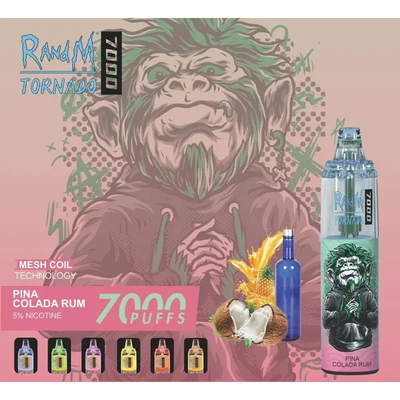 Fumot RandM Tornado 7000 Puffs Saftige Eisfrucht Aromen Erhältlich Mesh Coil 5% Nikotin Kapazität Einweg-Vape