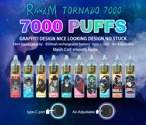 45 Aromen Wegwerf-erstklassiges tragbares Nikotin des Vape-Stift RandM-Tornado-14ML Zerstäuber-0/2/3/5%