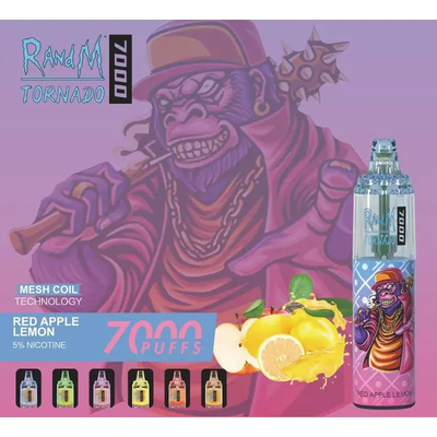 Fumot RandM Tornado 7000 Puffs Saftige Eisfrucht Aromen Erhältlich Mesh Coil 5% Nikotin Kapazität Einweg-Vape