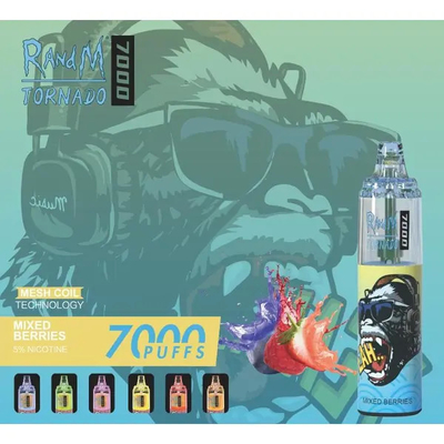 Glatter Geschmack Fumot RandM Mesh Coil Tornado Vape 7000 Puffs Luftanpassung