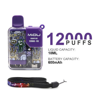 Heißer Verkauf Miou V3 20 Aromen Einweg-Vape-Display Bildschirm 12000 Puffs Nikotin E Zigarette Vape