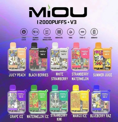Heißer Verkauf Miou V3 20 Aromen Einweg-Vape-Display Bildschirm 12000 Puffs Nikotin E Zigarette Vape