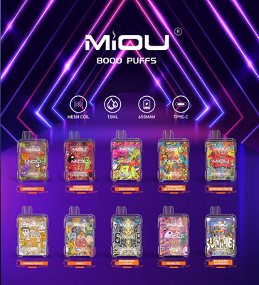 Miou Box E CIGS Mesh Coil 15ml E Flüssigkeit Einweg-Vape 8000 Puffs 650mAh Wiederaufladbar 10 Aromen