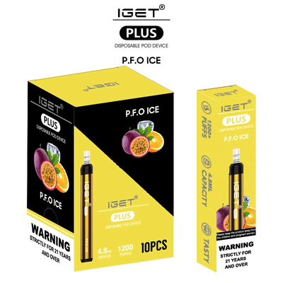 Iget plus Mehrfachverbindungsstelle würzt 1200 Hauche, die elektronische Zigarette 4.8ml Vape Pen Disposable verdunsten