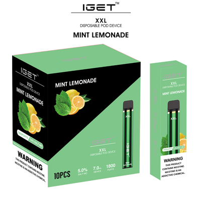 1800 der Hauch-7ml XXL IGET Vape Wegwerfzigarette Zerstäuber-der Hülsen-E