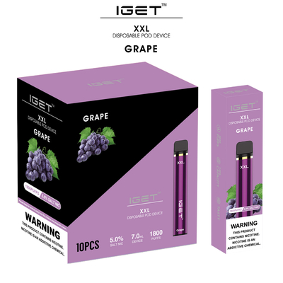 Authentischer Hauch-tragbare Hülse Vape, rauchender Zerstäuber-Stift Iget 1800 7ml XXL