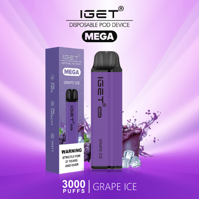 8 Farben kühlen tadellose MEGA- 3000 Hauche Nic Salt Disposable Vapes IGET ab