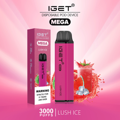 8 Farben kühlen tadellose MEGA- 3000 Hauche Nic Salt Disposable Vapes IGET ab