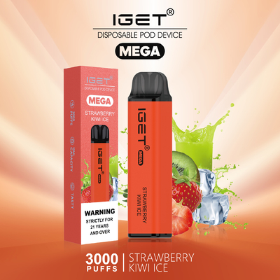 8 Farben kühlen tadellose MEGA- 3000 Hauche Nic Salt Disposable Vapes IGET ab
