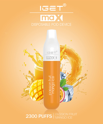 2300f IGET MAX Flat Pod Vape Pen, tragbares Hülsen-System der Mango-8ml