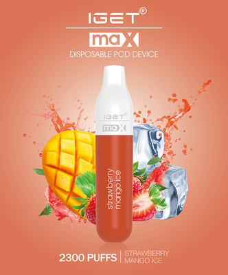 2300f IGET MAX Flat Pod Vape Pen, tragbares Hülsen-System der Mango-8ml