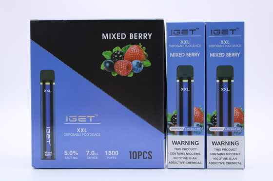 Ursprüngliches Iget XXL 1800 stößt Wegwerfhülsen-Zigaretten luft, das, Batterie 2.4ml des Gerät-950mAh Patrone Vape-Stift Prefilled