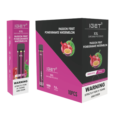 Ursprüngliches IGET XXL 1800 stößt Wegwerf-Nikotin 950mah vape Stiftes 7ml 5% luft