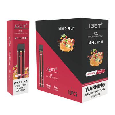 Ursprüngliches IGET XXL 1800 stößt Wegwerf-Nikotin 950mah vape Stiftes 7ml 5% luft