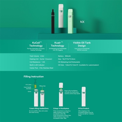 Keramische Spule der leistungsfähigen kundenspezifischen direkten des Verkaufs CBD Wegwerfhülse vape Kapazität 2ml Stiftes sichtbaren
