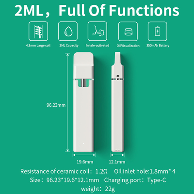 2ML P23 Batterie-Zigarette der Wegwerf-Vape Gerät-keramische Spulen-350mah mit 316L SS