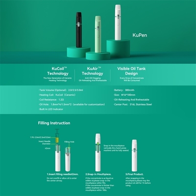 Wegwerf-380mah Vape Gerät des Preheatable-Öl-sichtbaren Fenster-