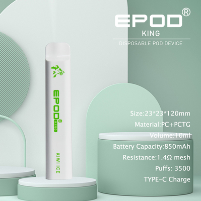 10ML wieder aufladbares EPOD Wegwerf-Vape 3500 Hauche mit Batterie 850mah